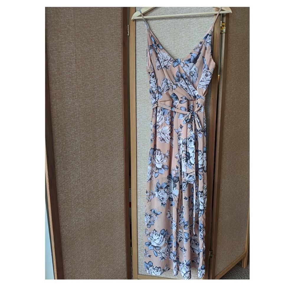 Pink and blue floral jumpsuit